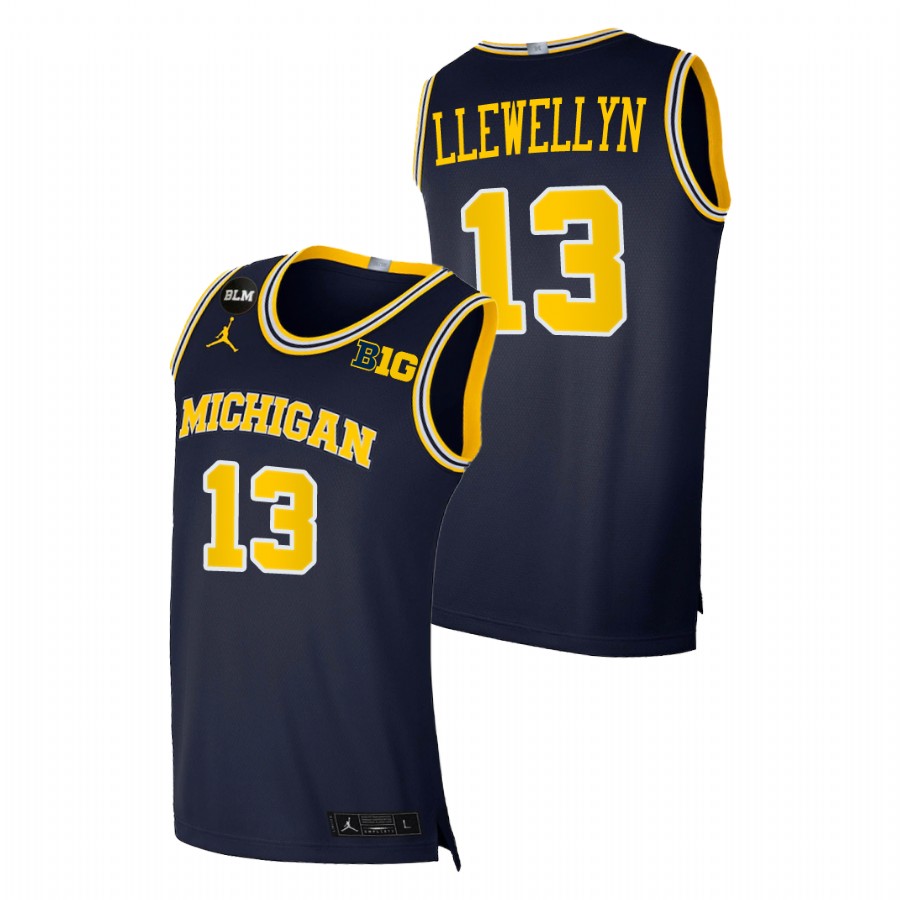   Michigan Wolverines Jaelin Llewellyn College Basketball Navy Limited Jersey Men