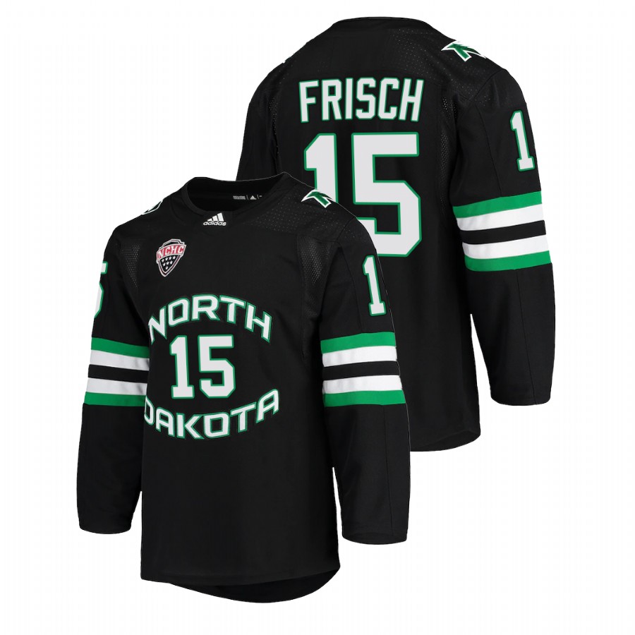   north dakota fighting hawks ethan frisch black college hockey nchc jersey