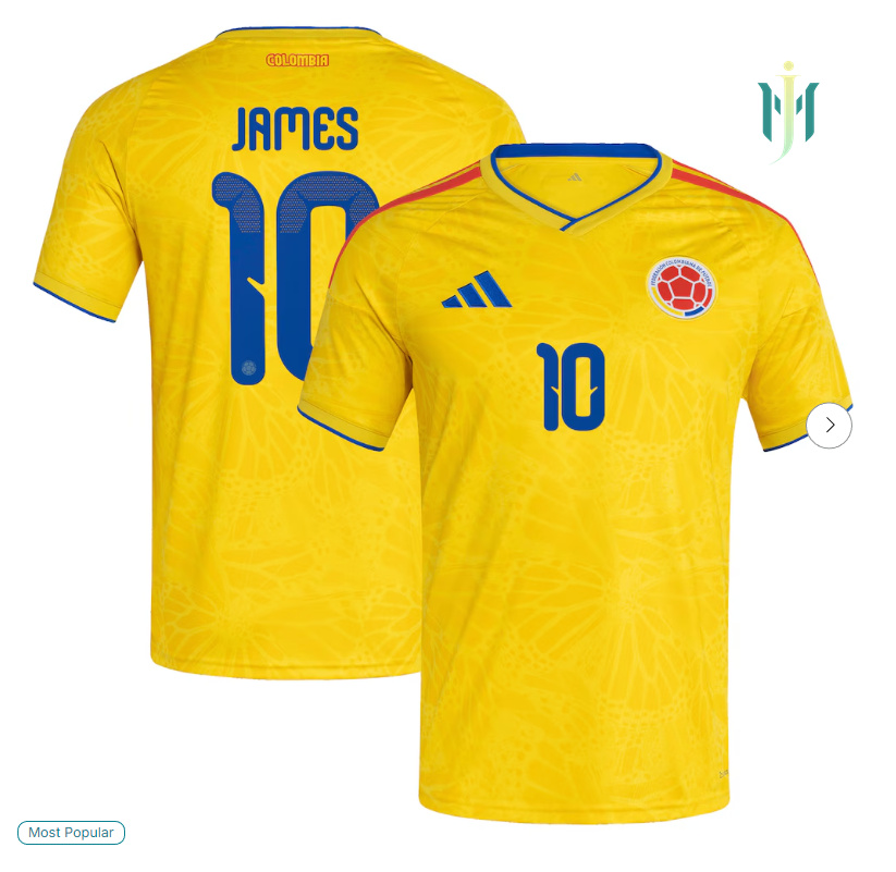 #10 James Rodriguez Colombia National Team adidas 2026 Home Replica Jersey