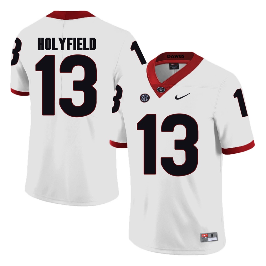 #13 White Georgia Bulldogs Elijah Holyfield Jersey