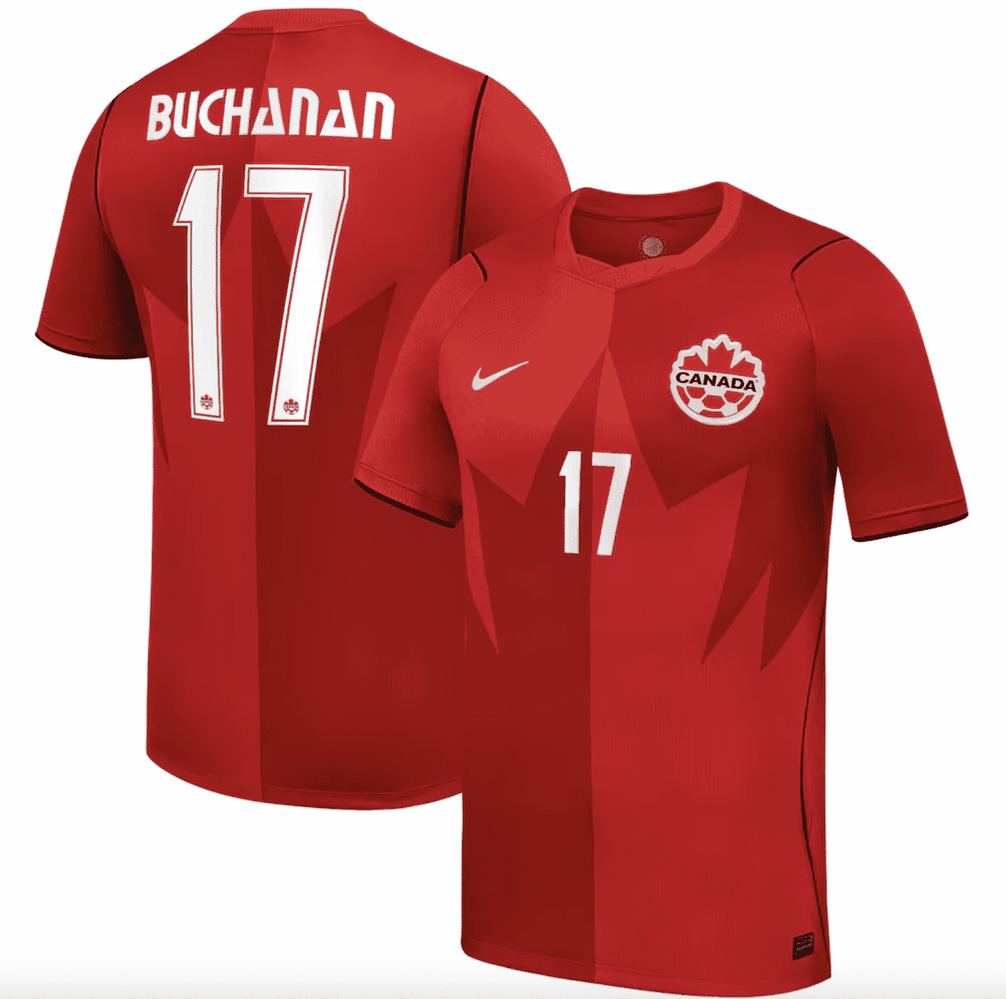 #17 Tajon Buchanan Canada Soccer Nike 2026 Away Stadium Replica Jersey red