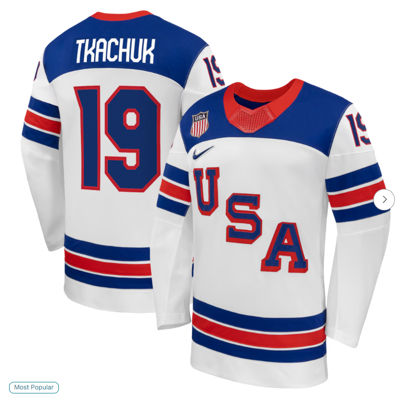 #19 Matthew Tkachuk USA Hockey Nike 2026 Away Replica Jersey - White