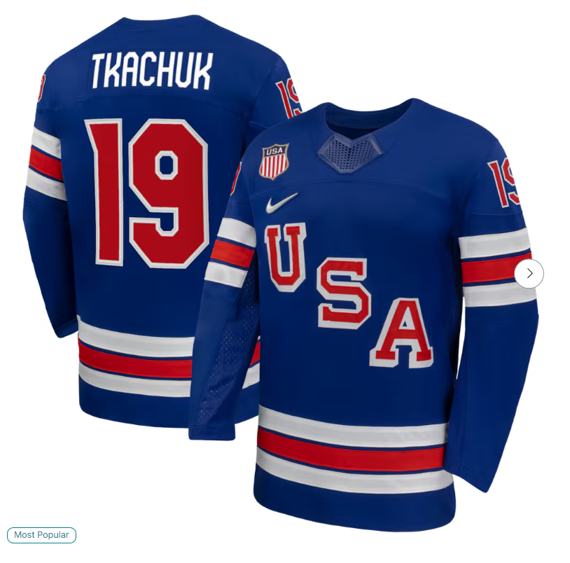 #19 Matthew Tkachuk USA Hockey Nike 2026 Home Replica Jersey - Royal
