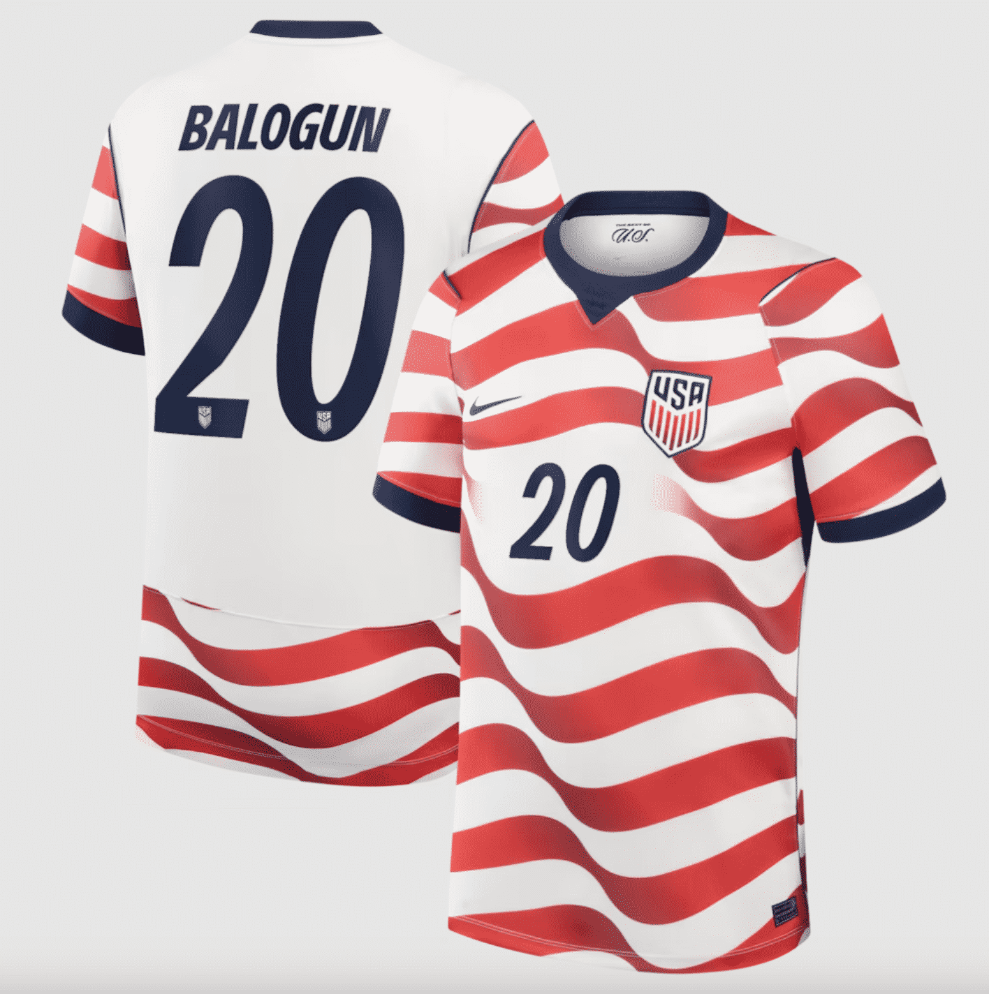 #20 Folarin Balogun USMNT Nike 2026 Home Stadium Replica Jersey 