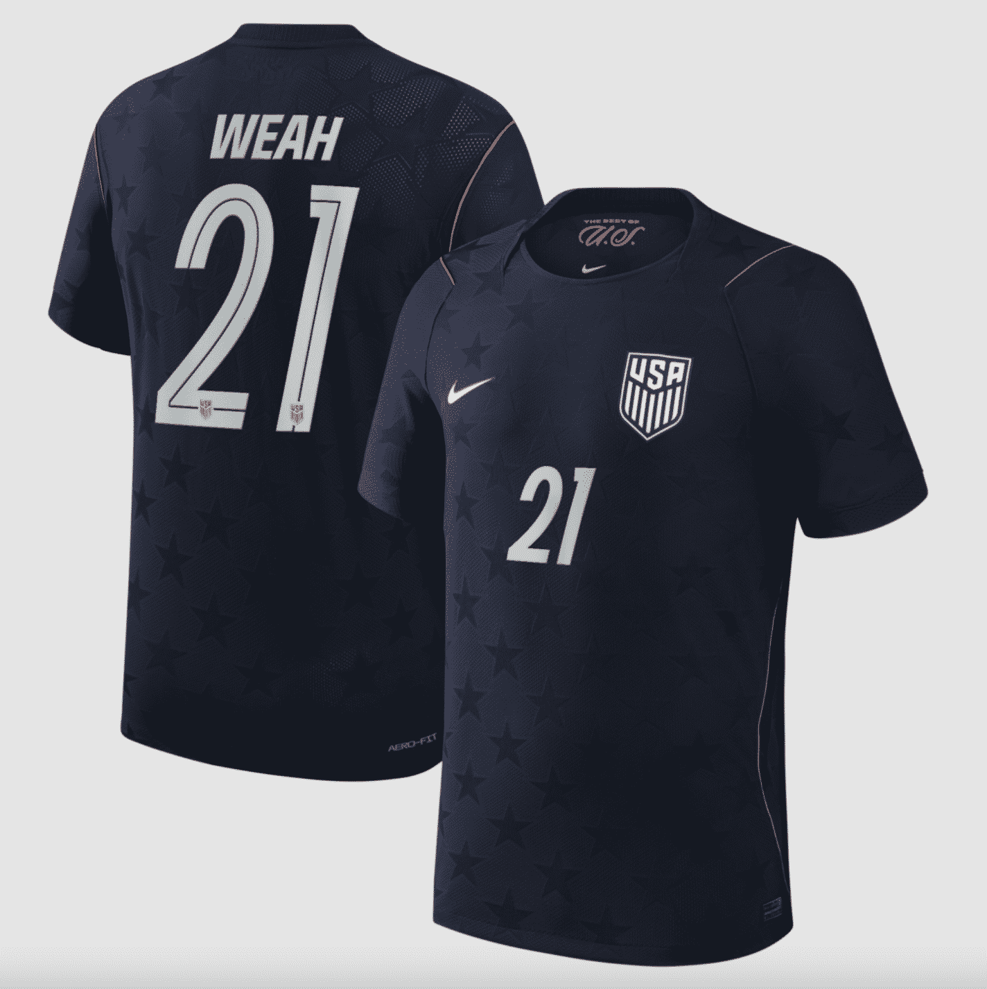 #21 Timothy Weah USMNT Nike 2026 Away Match Authentic Jersey  navy