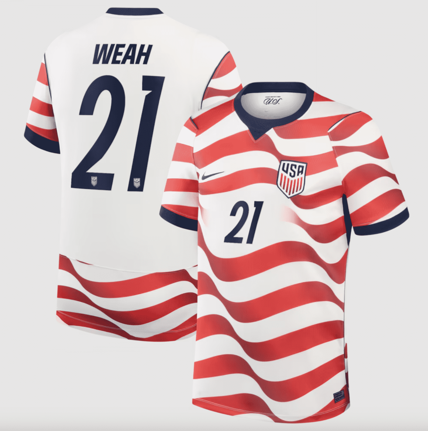 #21 Timothy Weah USMNT Nike 2026 Home Stadium Replica Jersey