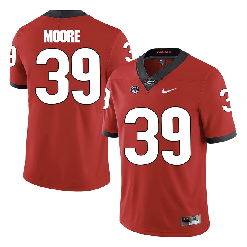 #39 Red Georgia Bulldogs Corey Moore Jersey