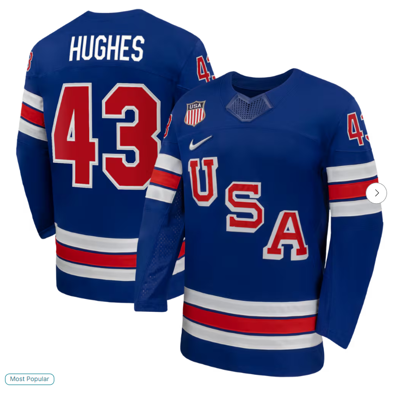 #43 Quinn Hughes USA Hockey Nike 2026 Home Replica Jersey - Royal