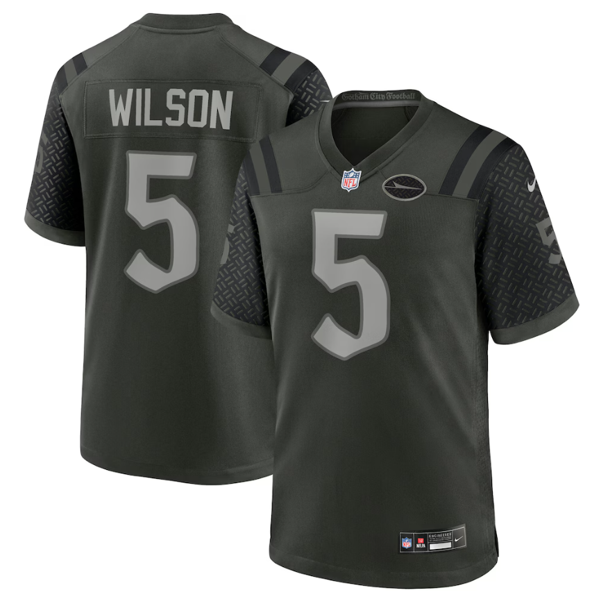 #5 Garrett Wilson New York Jets Nike 2025 Rivalries Collection Game Jersey