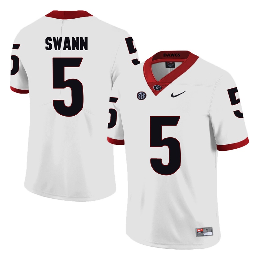 #5 White Georgia Bulldogs Damian Swann Jersey