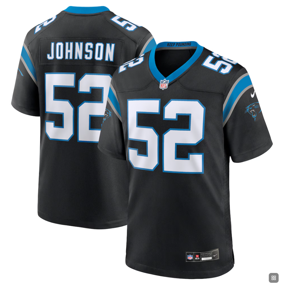 #52 DJ Johnson Carolina Panthers Nike Game Jersey