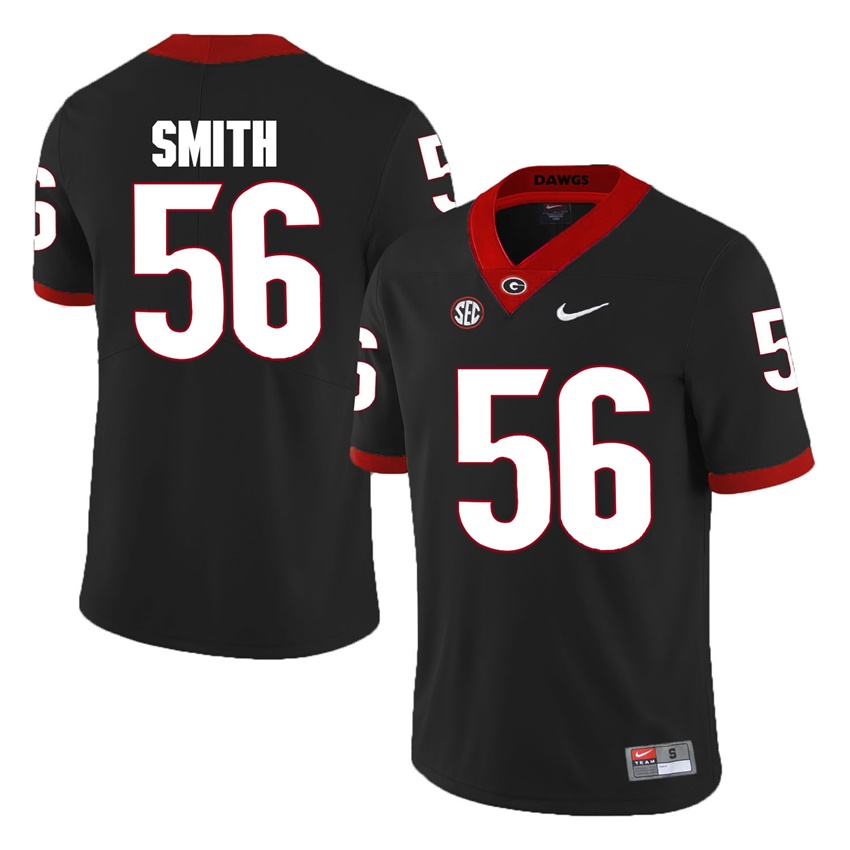 #56 Black Georgia Bulldogs Garrison Smith Jersey