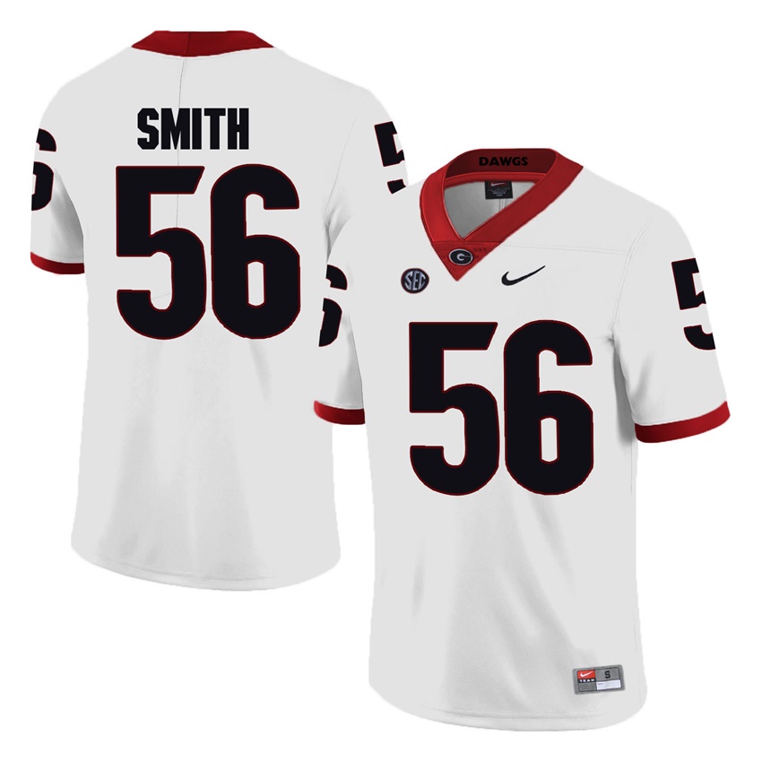 #56 White Georgia Bulldogs Garrison Smith Jersey