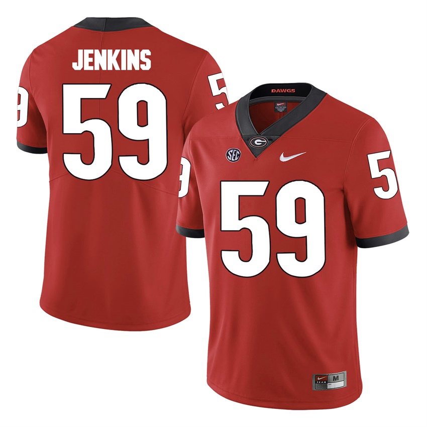 #59 Red Georgia Bulldogs Jordan Jenkins Jersey
