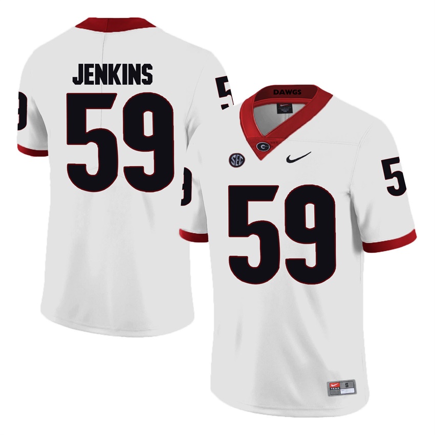 #59 White Georgia Bulldogs Jordan Jenkins Jersey