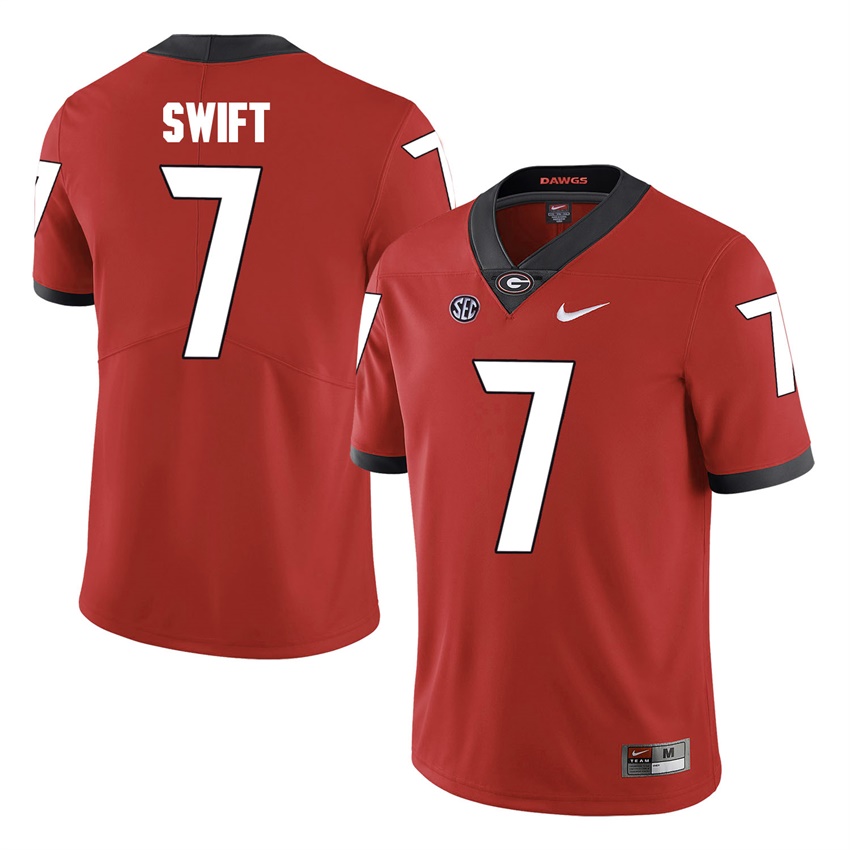 #7 Red Georgia Bulldogs D'Andre Swift Jersey