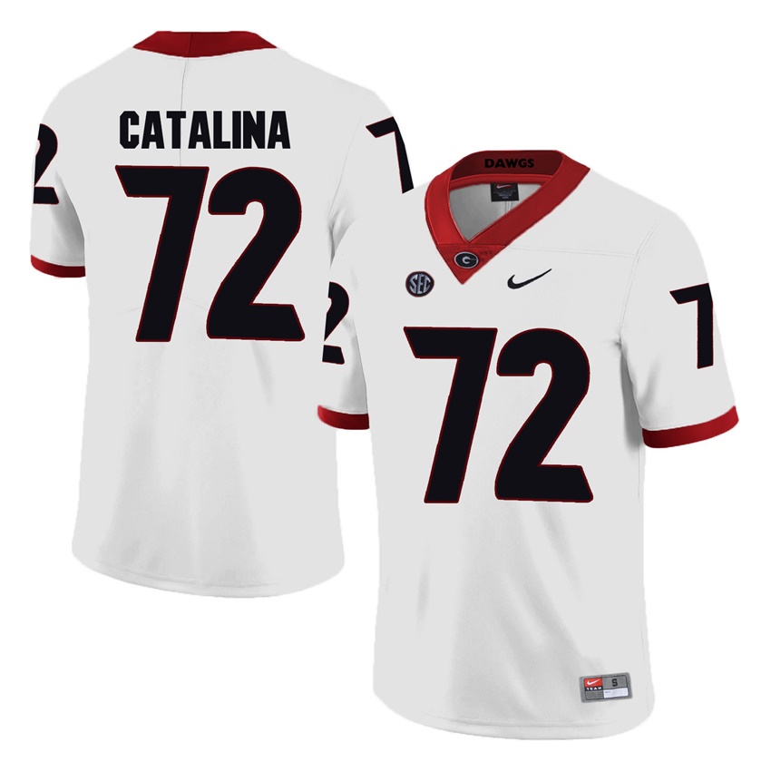 #72 White Georgia Bulldogs Tyler Catalina Jersey