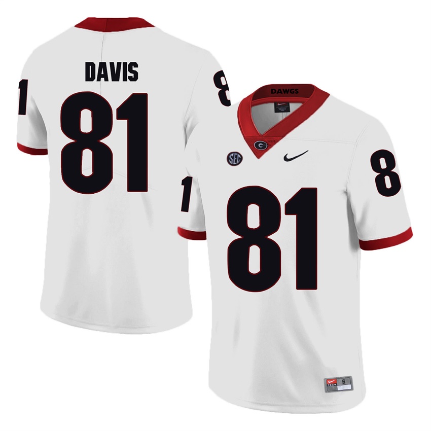 #81 White Georgia Bulldogs Reggie Davis Jersey