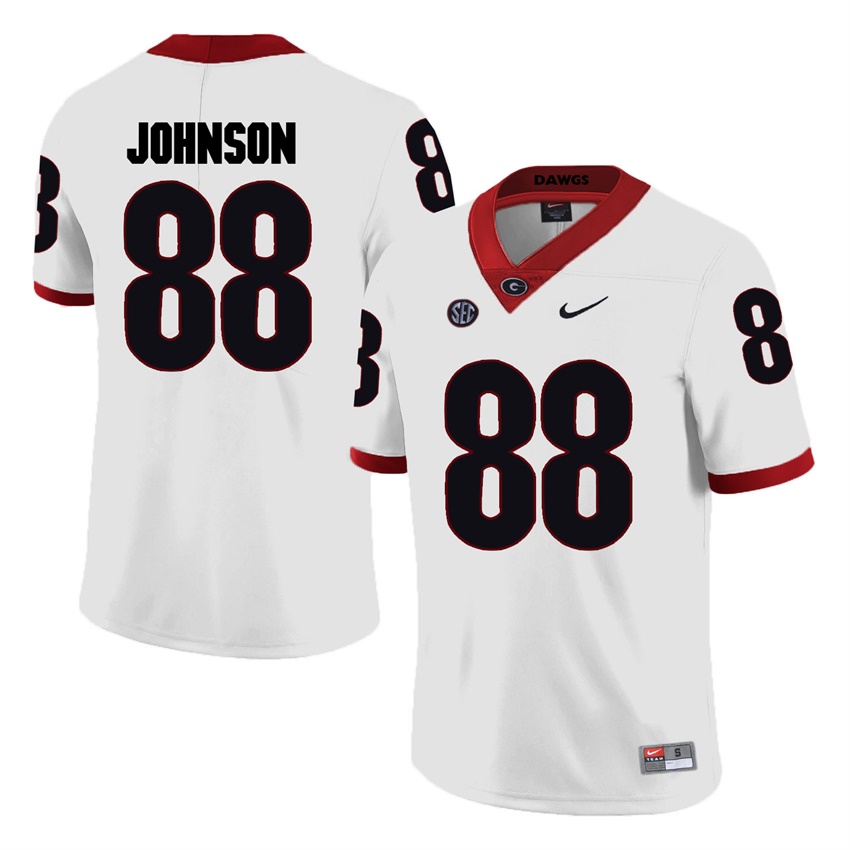 #88 White Georgia Bulldogs Toby Johnson Jersey