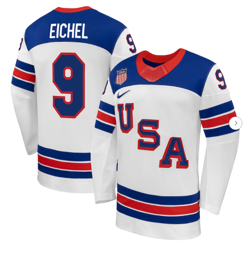 #9 Jack Eichel USA Hockey Nike 2026 Away Replica Jersey - White