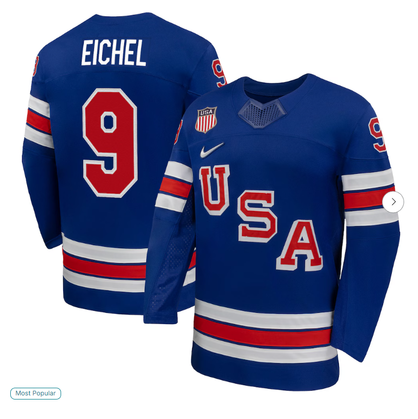 #9 Jack Eichel USA Hockey Nike 2026 Home Replica Jersey - Royal