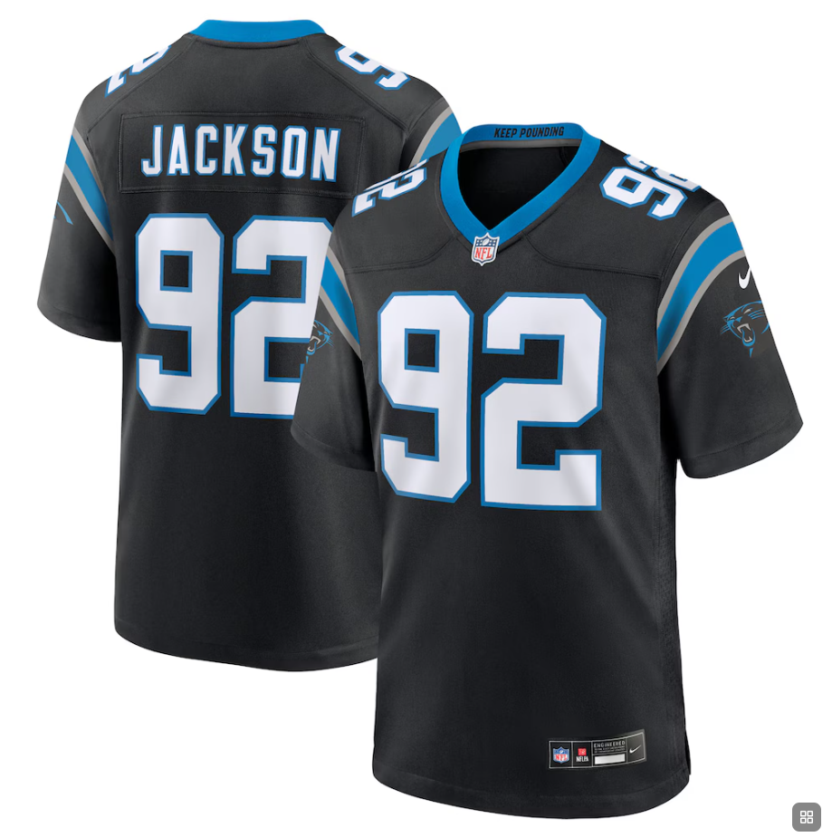 #92 Cam Jackson Carolina Panthers Nike Team Game Jersey