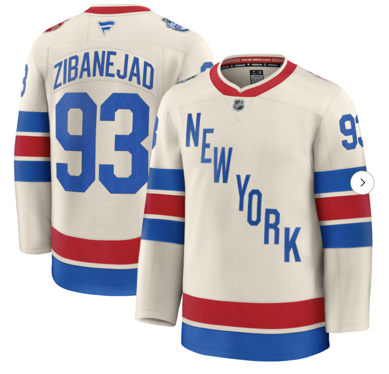 #93 Mika Zibanejad New York Rangers Fanatics 2026 NHL Winter Classic Premium Jersey 