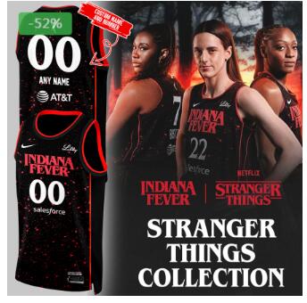 -52%Indiana Fever Stranger Things Rebel Swingman Limited Edition Black Jersey