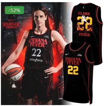 -52%Indiana Fever Stranger Things Rebel Swingman Limited Edition Black Jersey Custom Name Number