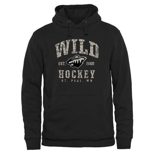 Minnesota Wild Black Camo Stack Pullover Hoodie