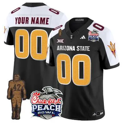  Arizona State Sun Devils Custom Black White Gratitude Football Limited Jersey 