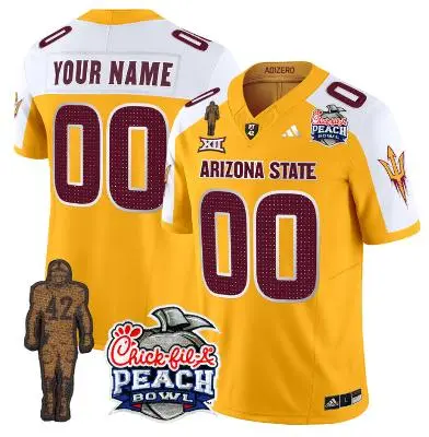  Arizona State Sun Devils Custom Gold White Gratitude Football Limited Jersey 