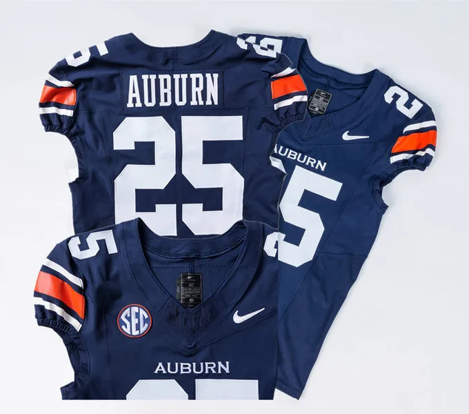  Auburn Tigers Custom Nike 2025 Navy Football Uniform Jersey 