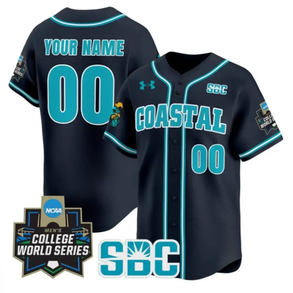  Coastal Carolina Chanticleers Custom Black 2025 College Baseball World Series Jersey 
