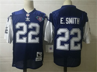  Dallas Cowboys #22 Emmitt Smith Navy Thanksgivings 75TH Throwback Jersey 