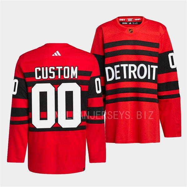  Detroit Red Wings Custom Red 2022 Reverse Retro Primegreen Jersey 