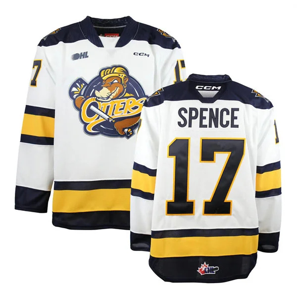  Erie Otters #17 Malcolm Spence CCM 2024 White Jersey 