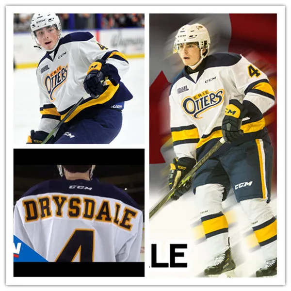  Erie Otters #4 Jamie Drysdale CCM 2018-19 White OHL Jersey 