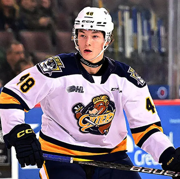  Erie Otters #48 Matthew Schaefer CCM 2024 White Jersey 