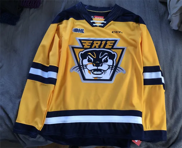  Erie Otters Custom 2024 Gold OHL Hockey Jersey 