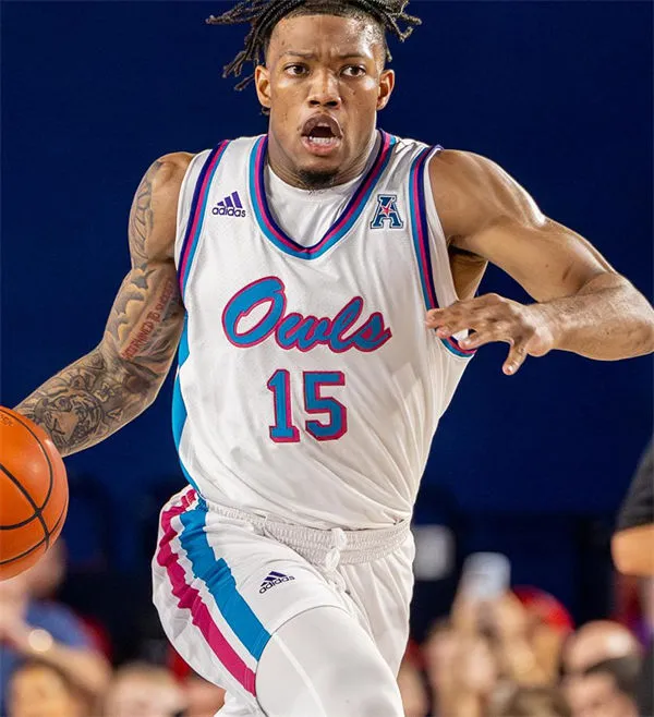  Florida Atlantic Owls Custom 2025 AAC White Blue Owls Basketball Game Jersey 