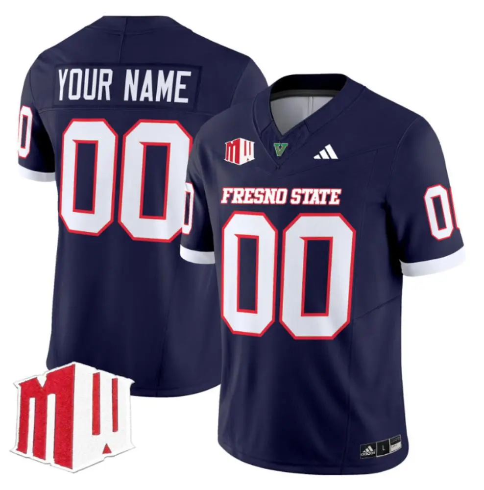  Fresno State Bulldogs Custom 2025 Football Game Jersey Navy 