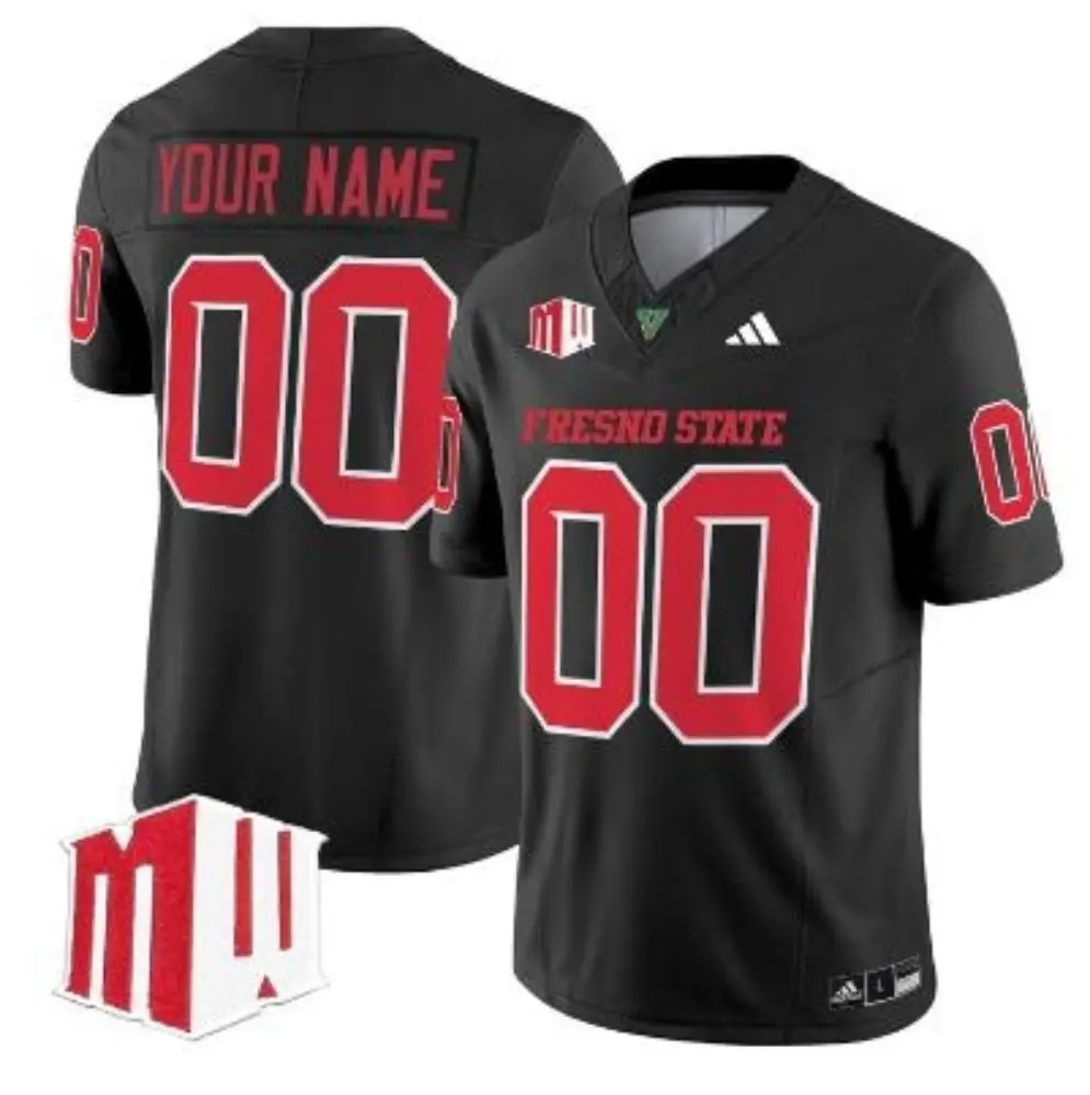  Fresno State Bulldogs Custom Black 2025 Football Game Jersey 