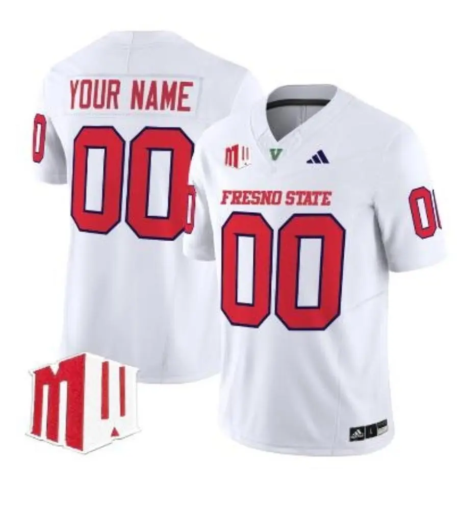  Fresno State Bulldogs Custom White 2025 Football Game Jersey 