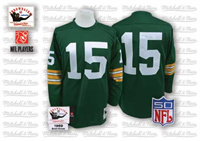  Green Bay Packers #15 Bart Starr Green Long-Sleeved Throwback Jersey 