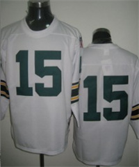  Green Bay Packers #15 Bart Starr White Long-Sleeved Throwback Jersey 