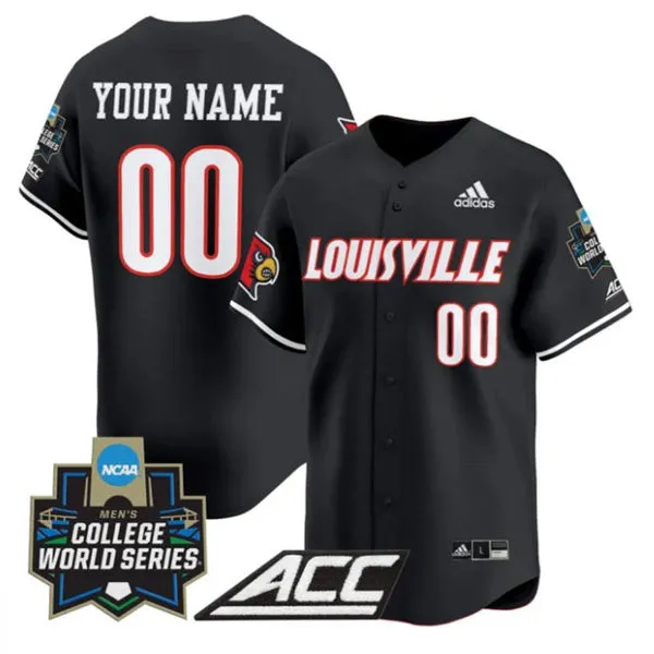  Louisville Cardinals Custom Black 2025 College Baseball World Series Jersey 