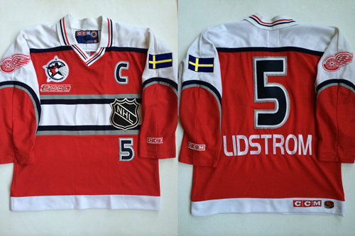  Men's 2000 World NHL All Star #5 Nicklas Lidstrom CCM Jersey 