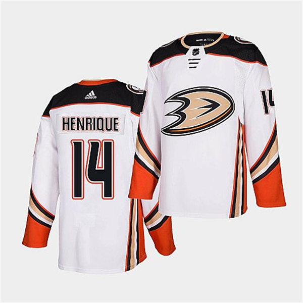 Men's Anaheim Ducks #14 Adam Henrique Adidas Away White Jersey 