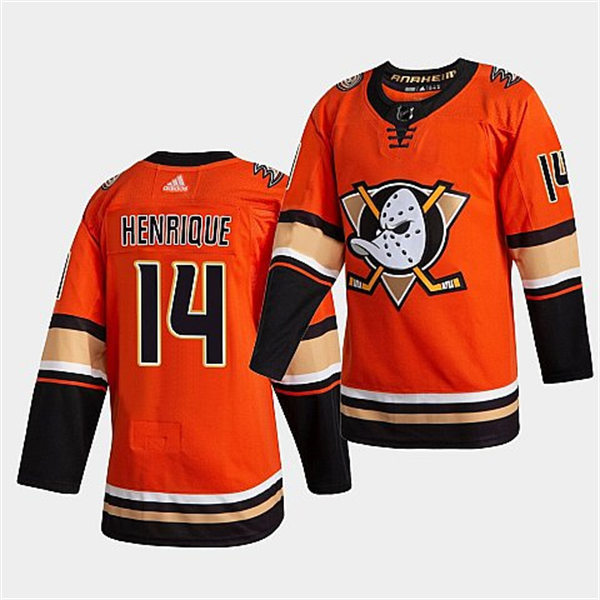  Men's Anaheim Ducks #14 Adam Henrique Adidas Orange Alternate Jersey 